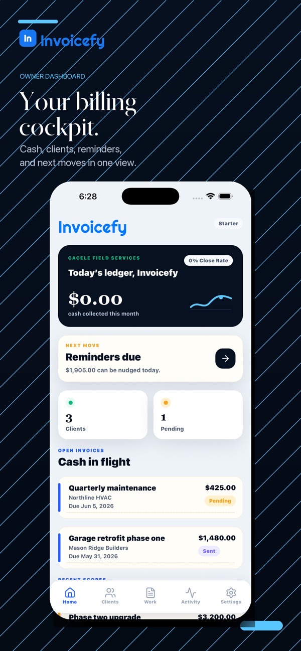 Invoicefy billing dashboard