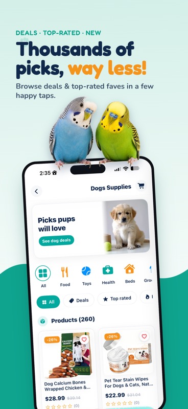 Digital Pet Shop product selection screen