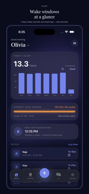 Lullaby home screen