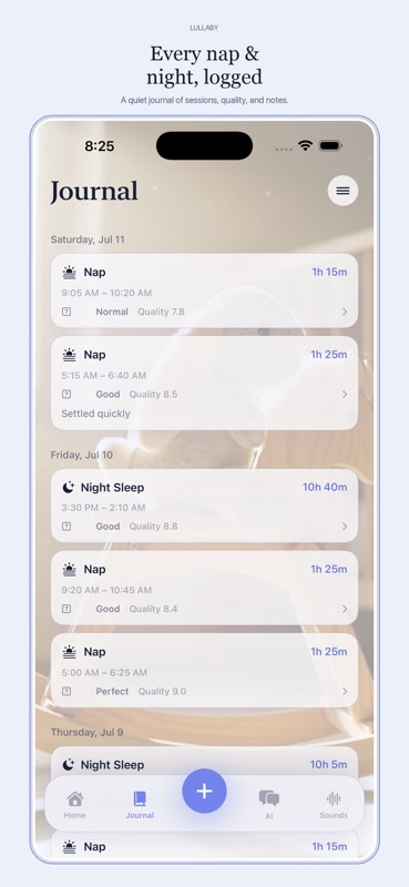 Lullaby sleep journal