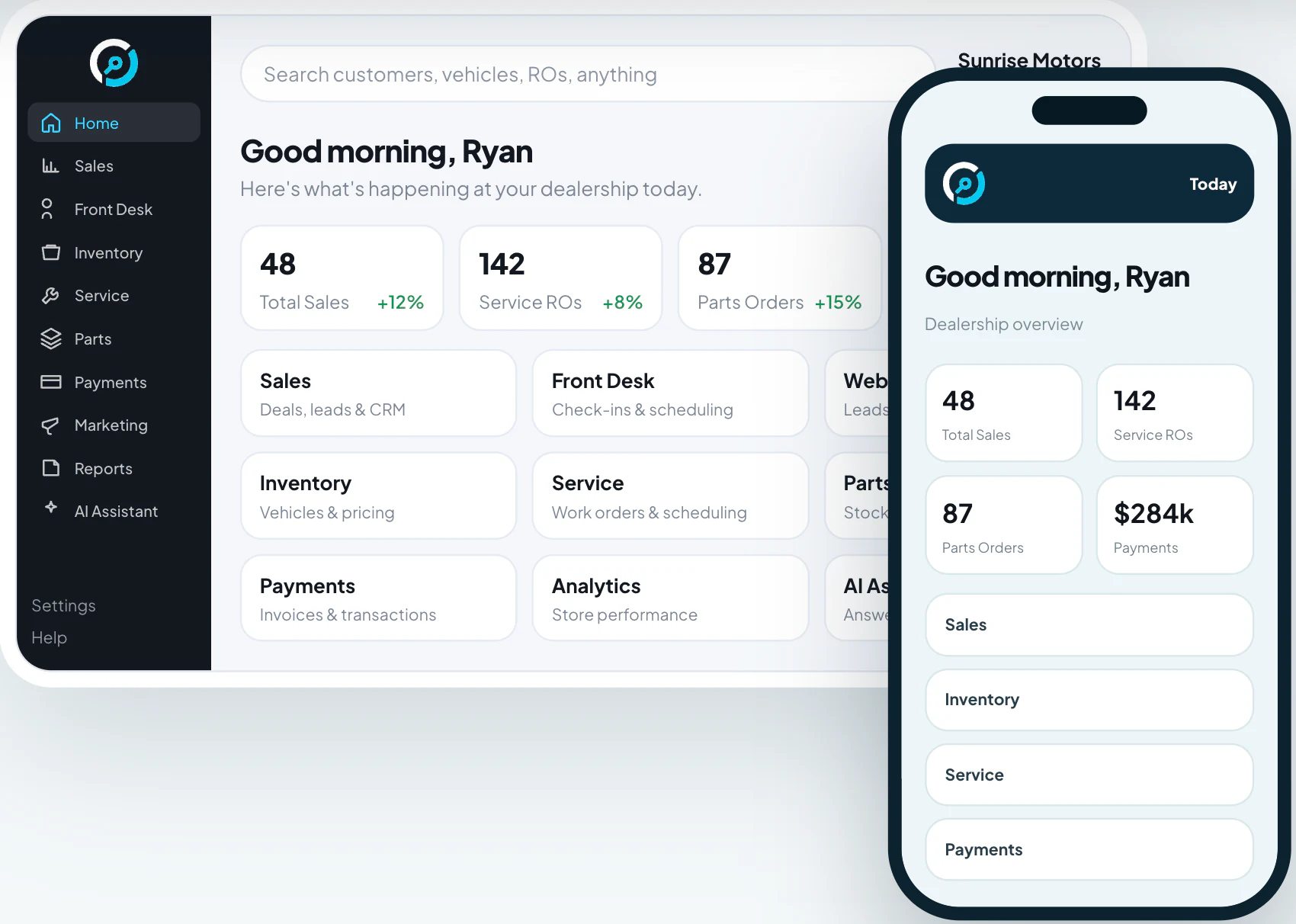 Carsoft dashboard on desktop and mobile