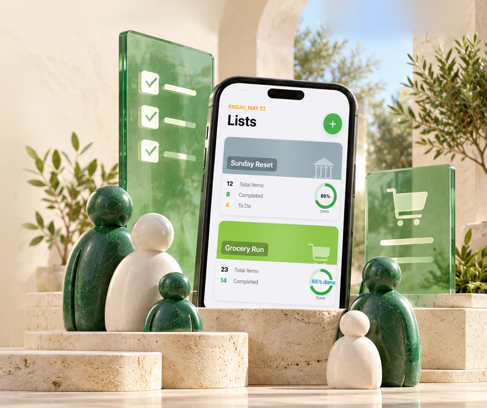 Familist app showing a shared family list
