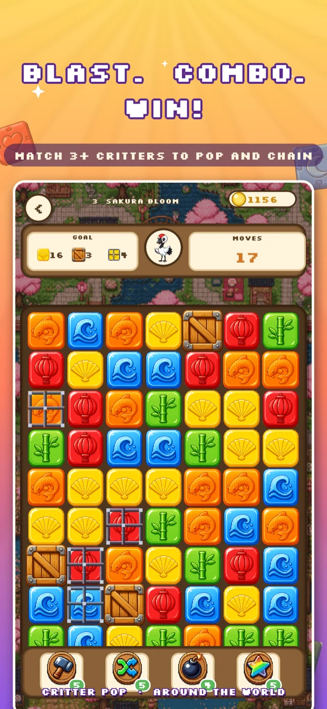 Critter Pop blast and combo gameplay
