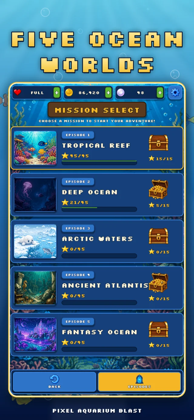 Pixel Aquarium Blast — build your aquarium