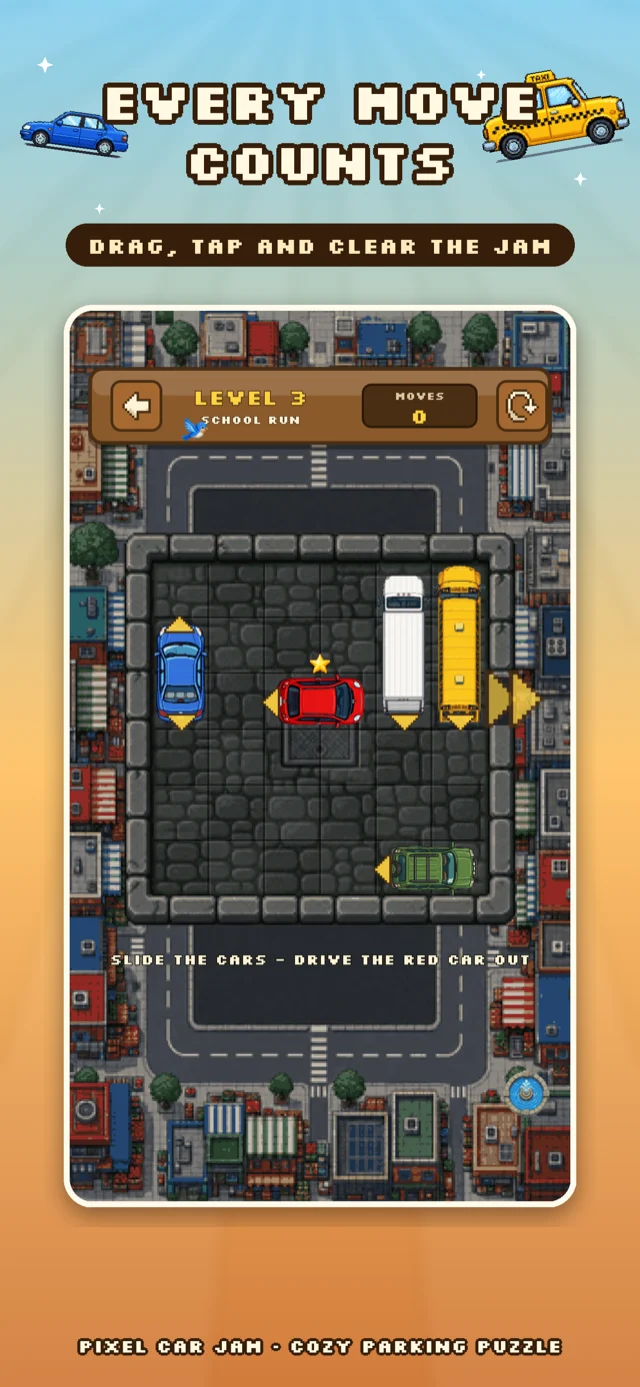 Pixel Car Jam parking puzzle gameplay