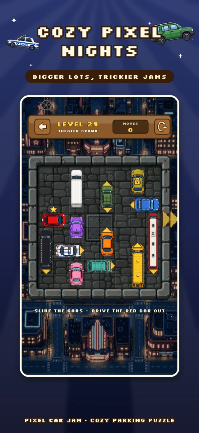 Pixel Car Jam level with three stars
