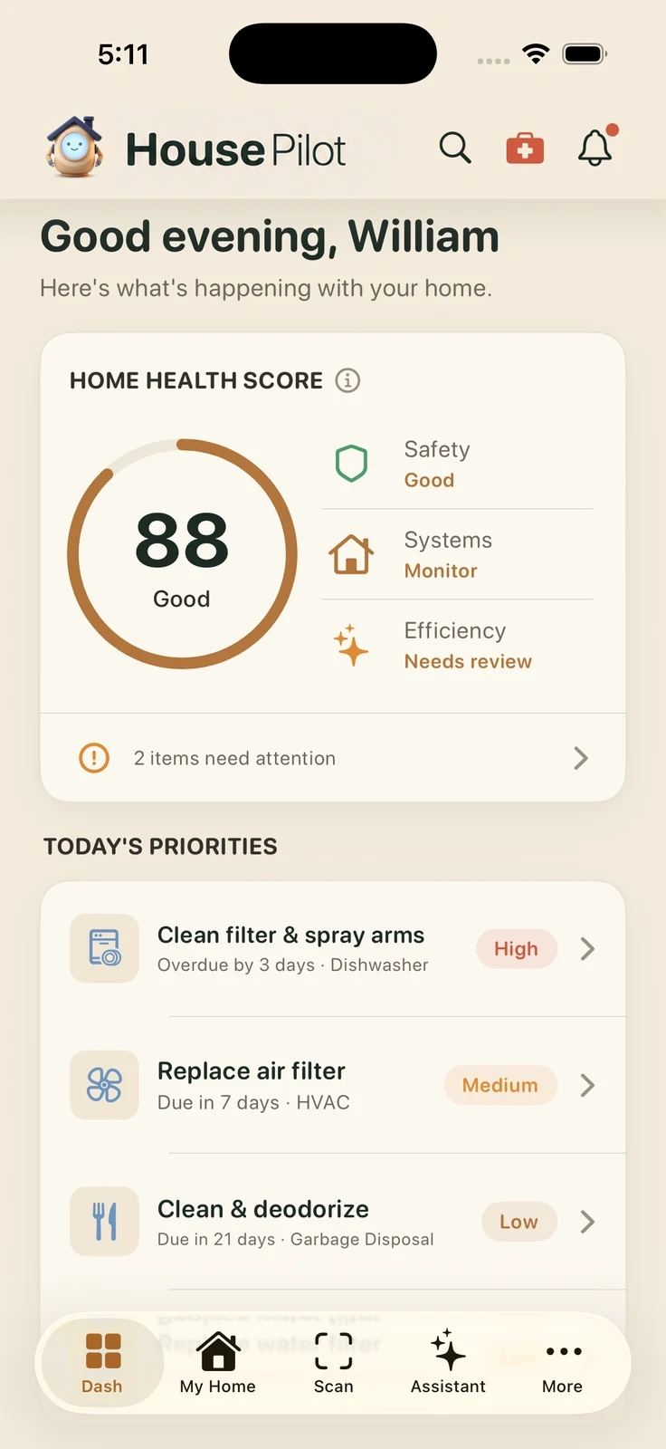 House Pilot screen