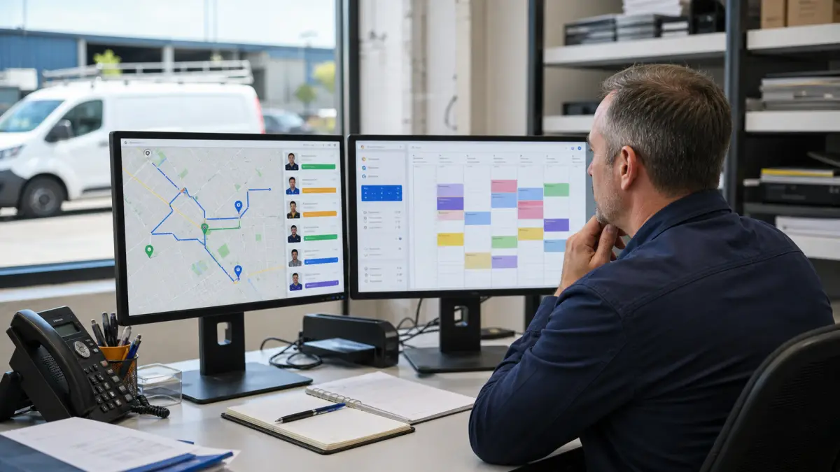 A dispatcher comparing route-based field service scheduling with appointment calendars